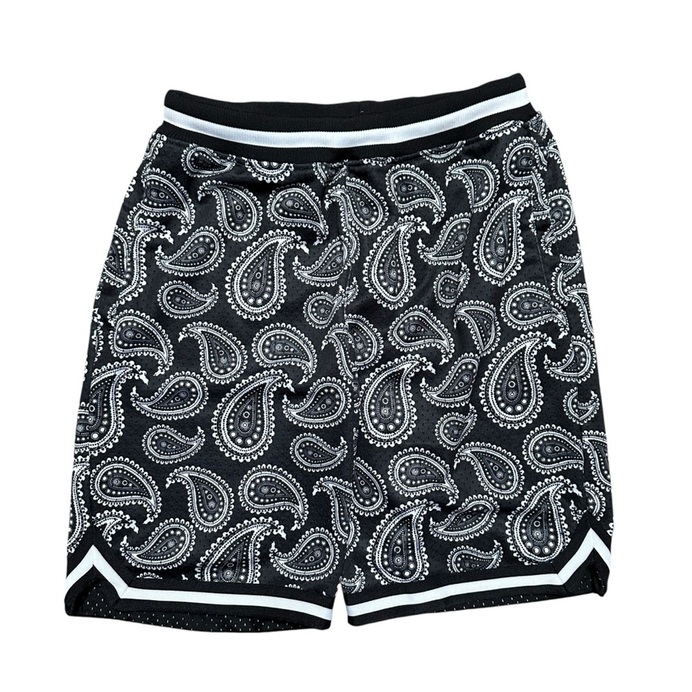 Mens Y2K CSG Black White Bandana All Over Print Streetwear Shorts Size M